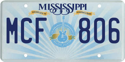 MS license plate MCF806
