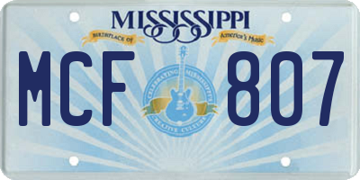 MS license plate MCF807