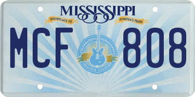 MS license plate MCF808