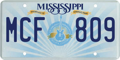 MS license plate MCF809