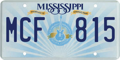 MS license plate MCF815