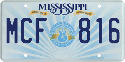 MS license plate MCF816