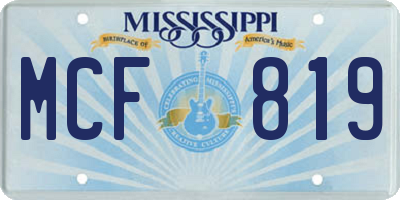 MS license plate MCF819