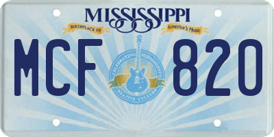 MS license plate MCF820