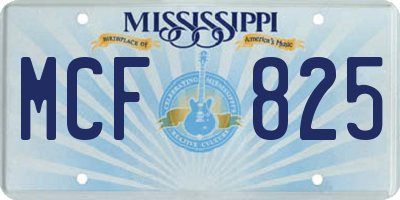 MS license plate MCF825