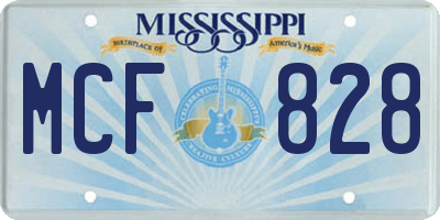 MS license plate MCF828