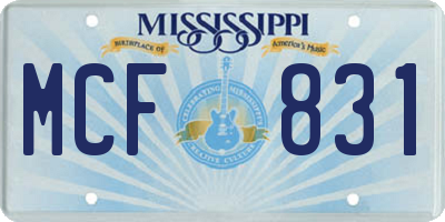 MS license plate MCF831