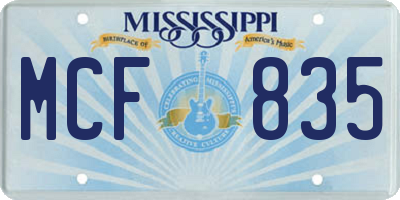 MS license plate MCF835