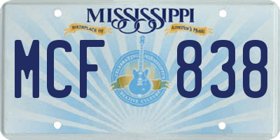 MS license plate MCF838