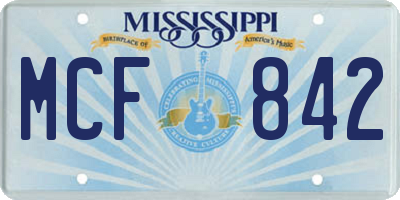 MS license plate MCF842