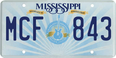 MS license plate MCF843