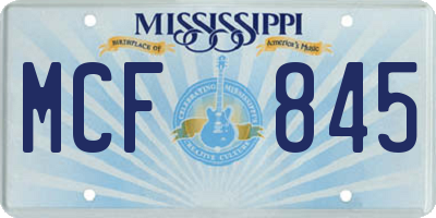MS license plate MCF845