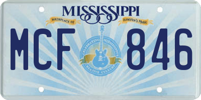MS license plate MCF846