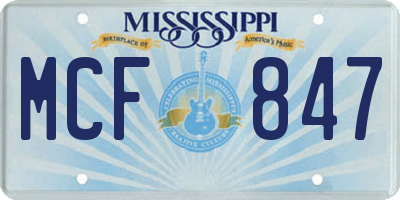 MS license plate MCF847