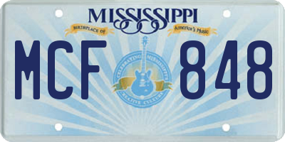 MS license plate MCF848