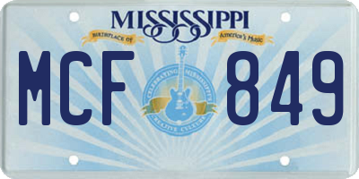 MS license plate MCF849