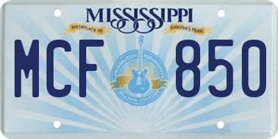 MS license plate MCF850