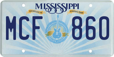 MS license plate MCF860