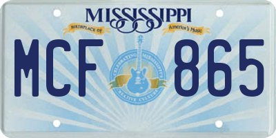 MS license plate MCF865