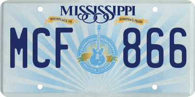 MS license plate MCF866