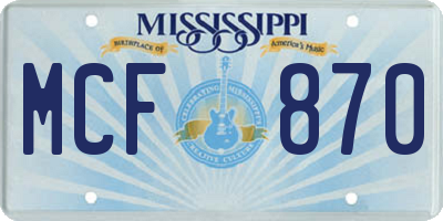 MS license plate MCF870