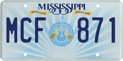MS license plate MCF871