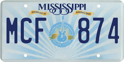 MS license plate MCF874