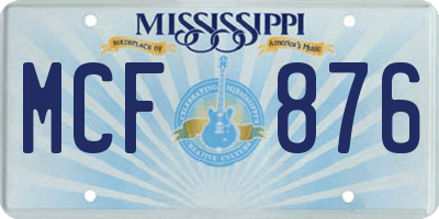 MS license plate MCF876