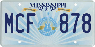 MS license plate MCF878
