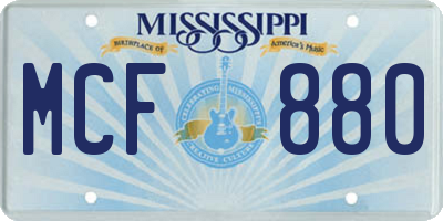 MS license plate MCF880
