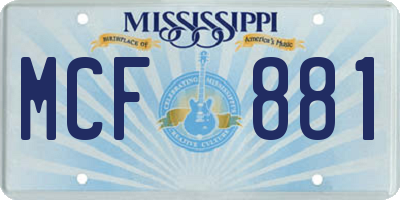 MS license plate MCF881