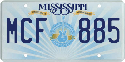 MS license plate MCF885