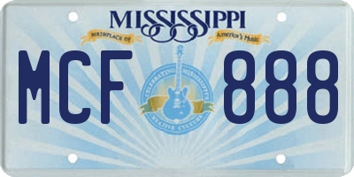 MS license plate MCF888