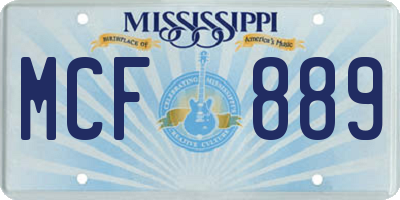 MS license plate MCF889