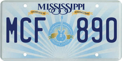 MS license plate MCF890