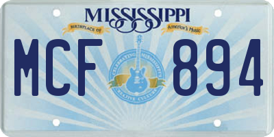 MS license plate MCF894