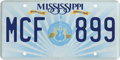 MS license plate MCF899