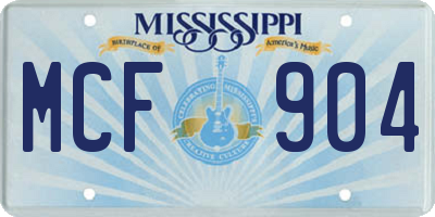 MS license plate MCF904