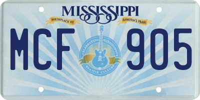 MS license plate MCF905