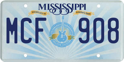 MS license plate MCF908