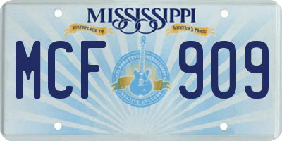 MS license plate MCF909