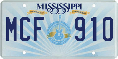 MS license plate MCF910