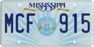 MS license plate MCF915