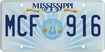 MS license plate MCF916