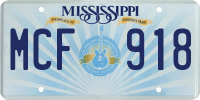 MS license plate MCF918