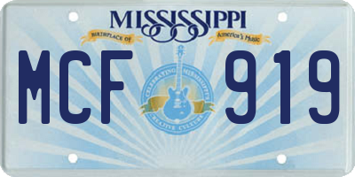 MS license plate MCF919