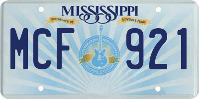 MS license plate MCF921