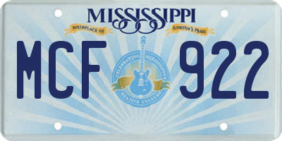 MS license plate MCF922