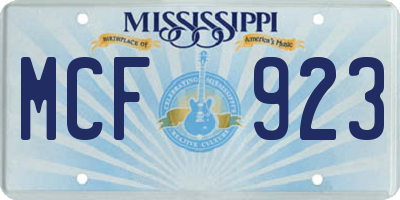MS license plate MCF923