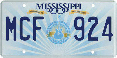 MS license plate MCF924